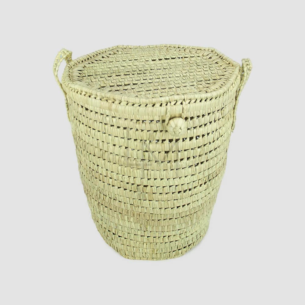 Round Wicker Laundry Basket with Lid lumieresmed